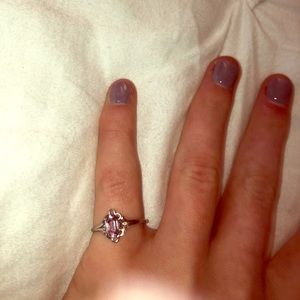 Silver ring with pink jewel